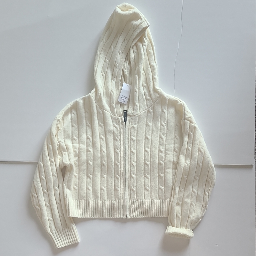 NWT Cozy Gap Ivory Hooded Knit Sweater